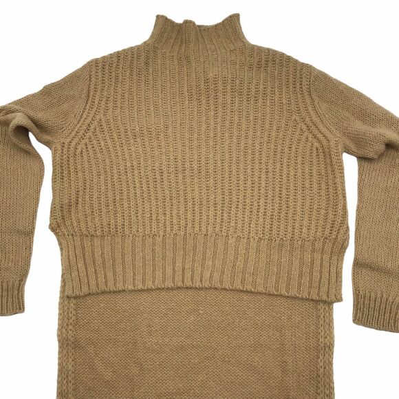 Project Naadam Womens Size XS Camel Open Knit Turtleneck Sweater Short Poncho - Picture 11 of 11